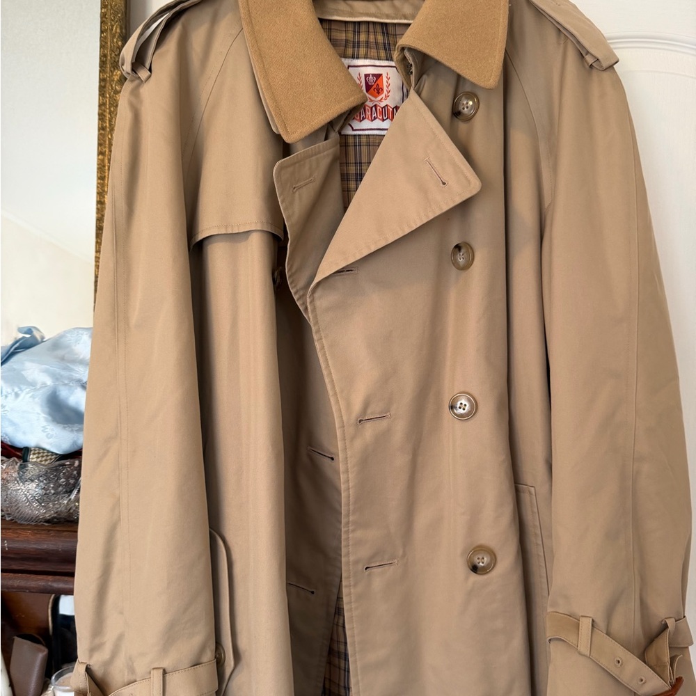 Men's Beige Double-Breasted Pea Coat - Picture 2 of 6